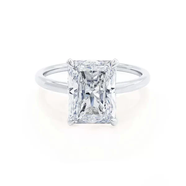 PARIS Radiant Lab Diamond 18k White Gold Hidden Halo Solitaire - Image 5