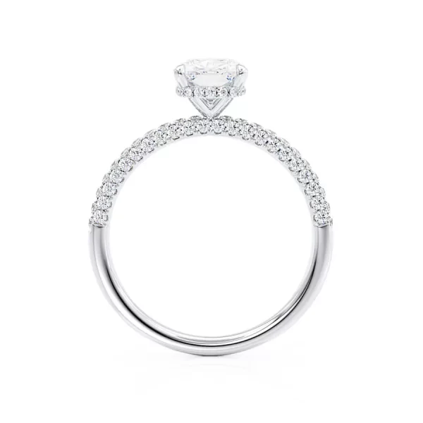 COCO Elongated Cushion Cut Lab Diamond 18k White Gold Petite Hidden Halo Triple Pavé - Image 3