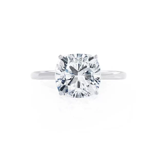 LULU Cushion Lab Diamond 18k White Gold Petite Solitaire - Image 2