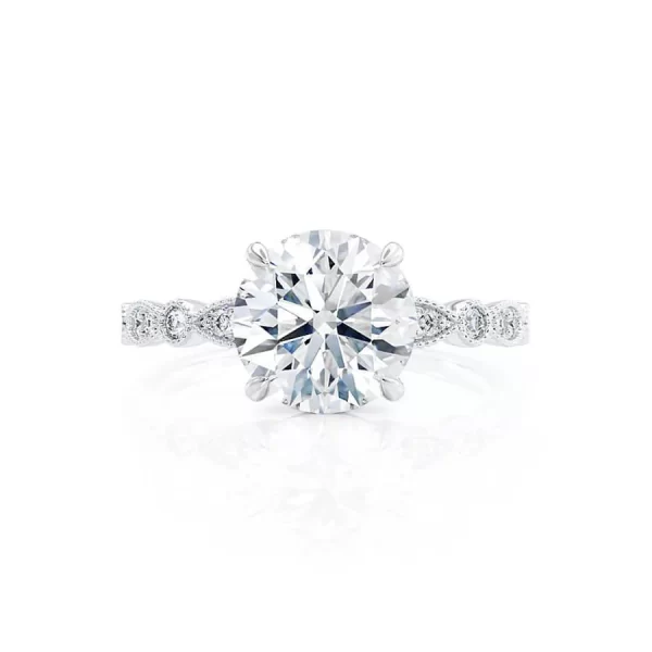 HOPE Round Lab Diamond 18k White Gold Shoulder Set Ring - Image 2