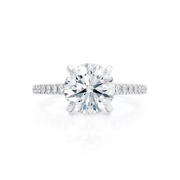 CATALINA Round Lab Diamond 18k White Gold Shoulder Set Ring - Image 4