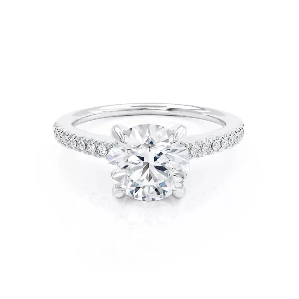 CATALINA Round Lab Diamond 18k White Gold Shoulder Set Ring