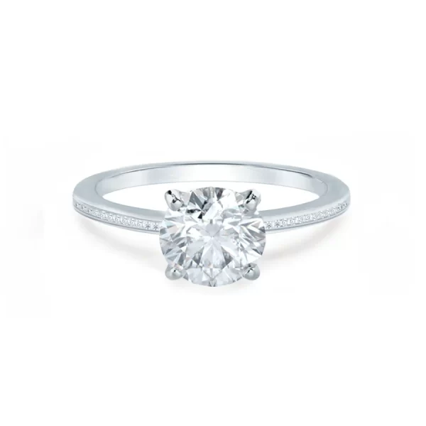 IRIS Round Lab Diamond 18k White Gold Petite Channel Set Ring