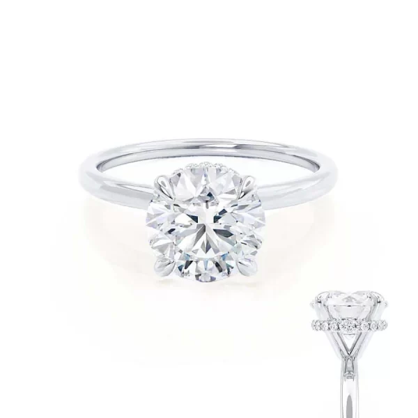 PARIS Round Lab Diamond 18k White Gold Hidden Halo