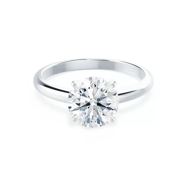 GRACE Round Moissanite 18k White Gold Solitaire Ring