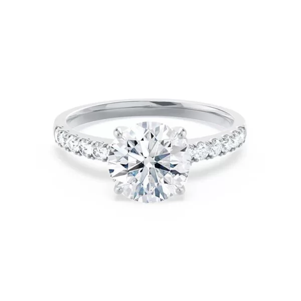 GISELLE Round Moissanite & Diamond 18k White Gold Solitaire Ring