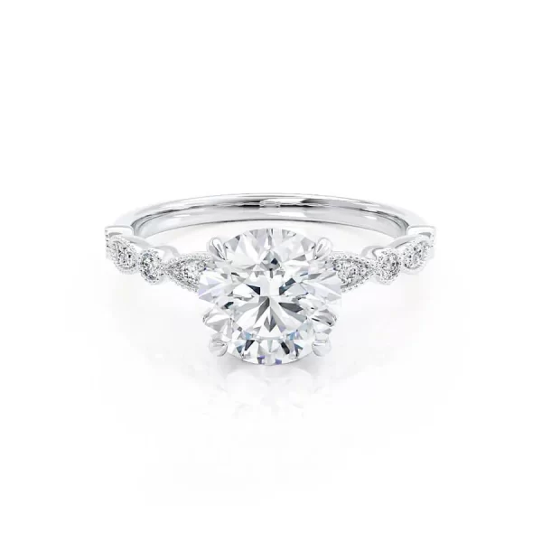 HOPE Round Lab Diamond 18k White Gold Shoulder Set Ring