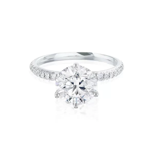 LILLIE LUXE Round Lab Diamond & Diamond 18k White Gold Shoulder Set Ring