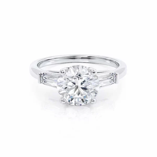 LOVETTA Round & Baguette Lab Diamond 18k White Gold Trilogy