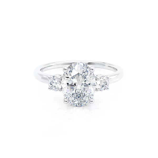 LOUELLA Oval Lab Diamond 18k White Gold Trilogy Ring