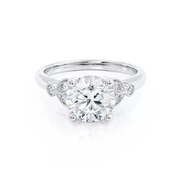 DELILAH Round Lab Diamond 18k White Gold Shoulder Set Ring