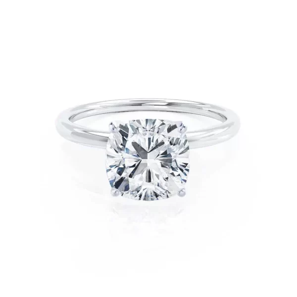 LULU Cushion Lab Diamond 18k White Gold Petite Solitaire