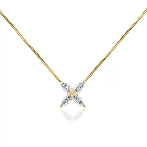 MYLA Marquise Flower Lab Diamond Necklace 14k/18k Yellow Gold