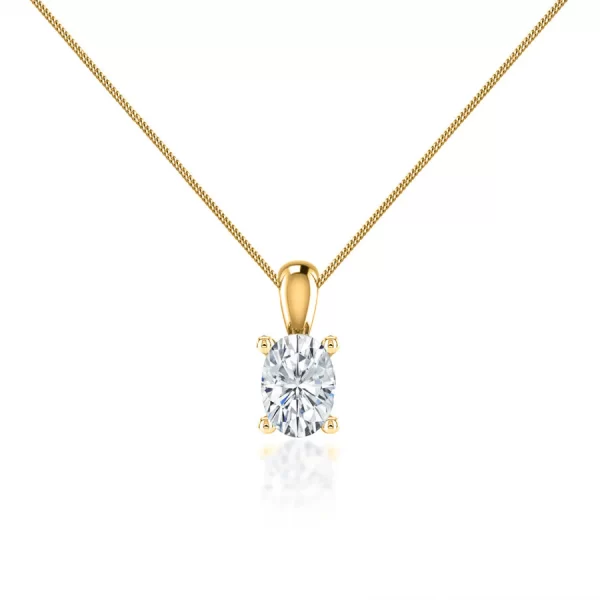 LILA Oval Lab Diamond 4 Claw Drop Pendant 14k/18k Yellow Gold