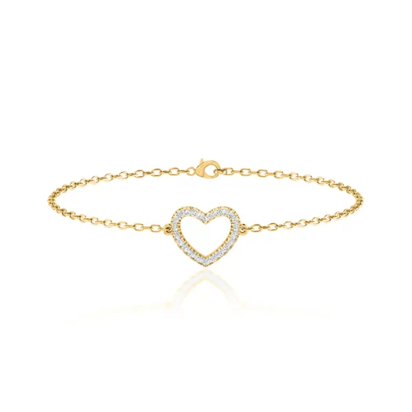 THEA Lab Diamond Pavé Heart Bracelet 14k/18k Yellow Gold