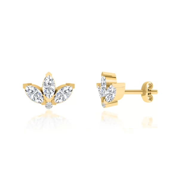 BIRDIE Marquise Petal Lab Diamond Earrings 14k/18k Yellow Gold