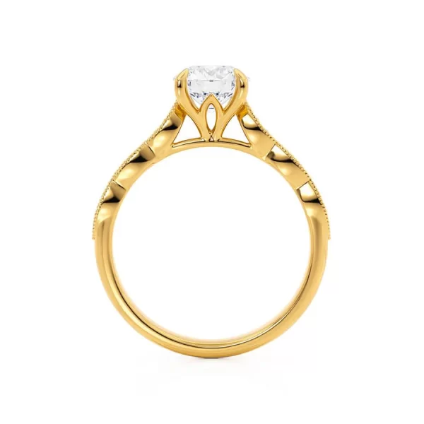 HONOR Round Lab Diamond 18k Yellow Gold Shoulder Set Ring - Image 4