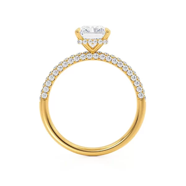 COCO Radiant Lab Diamond 18k Yellow Gold Petite Triple Pavé Hidden Halo - Image 3