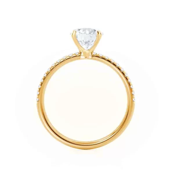 MACY Round Lab Diamond 18k Yellow Gold Petite Pavé Shoulder Set Ring - Image 3