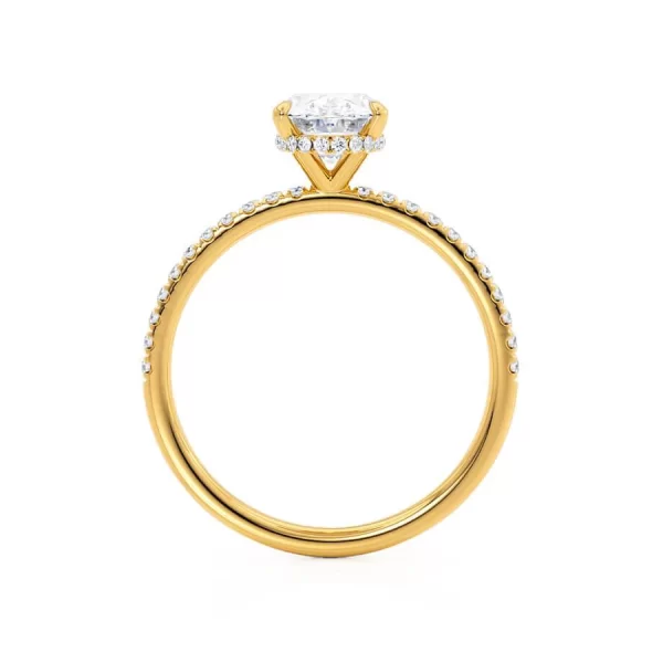 LIVELY Oval Lab Diamond 18k Yellow Gold Petite Hidden Halo Pavé Shoulder Set - Image 5