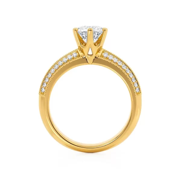 VICTORIA Round Lab Diamond 18k Yelbow Gold Shoulder Set Ring - Image 2