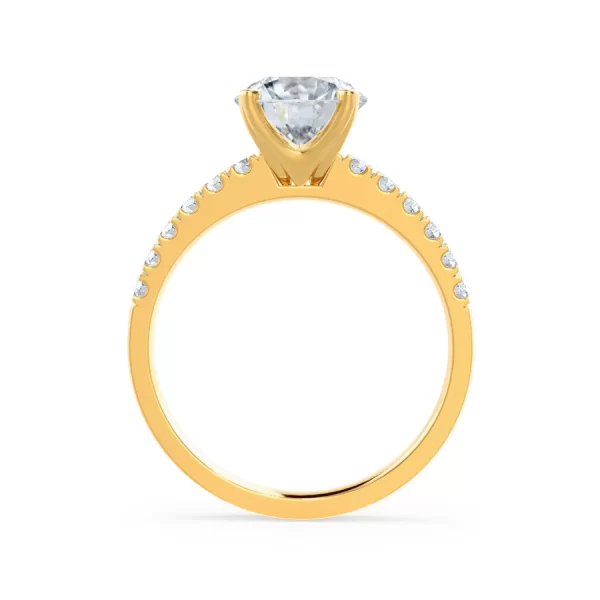 GISELLE Round Moissanite & Diamond 18k Yellow Gold Solitaire Ring - Image 2