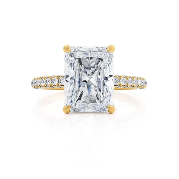 COCO Radiant Lab Diamond 18k Yellow Gold Petite Triple Pavé Hidden Halo - Image 4