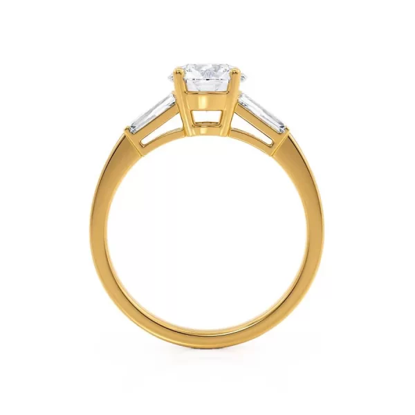 LOVETTA Round & Baguette Lab Diamond 18k Yellow Gold Trilogy - Image 2