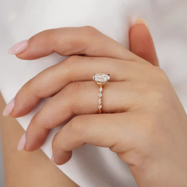 ALLURE Oval Lab Diamond 18k Yellow Gold Scatter Ring - Image 5