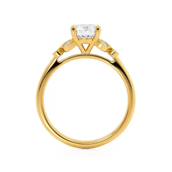 DELILAH Round Lab Diamond 18k Yellow Gold Shoulder Set Ring - Image 2