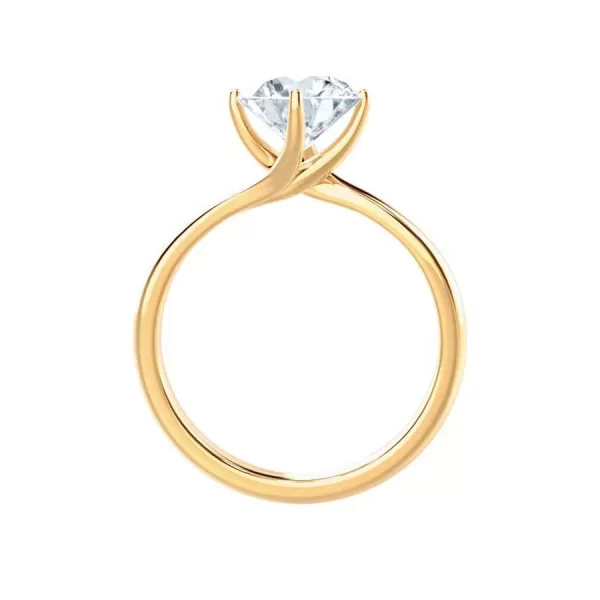 ANNORA Round Lab Diamond 18k Yellow Gold Twist Solitaire Ring - Image 3