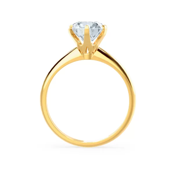 LILLIE Round Lab Diamond 18K Yellow Gold 6 Prong Knife Edge Solitaire Ring - Image 3