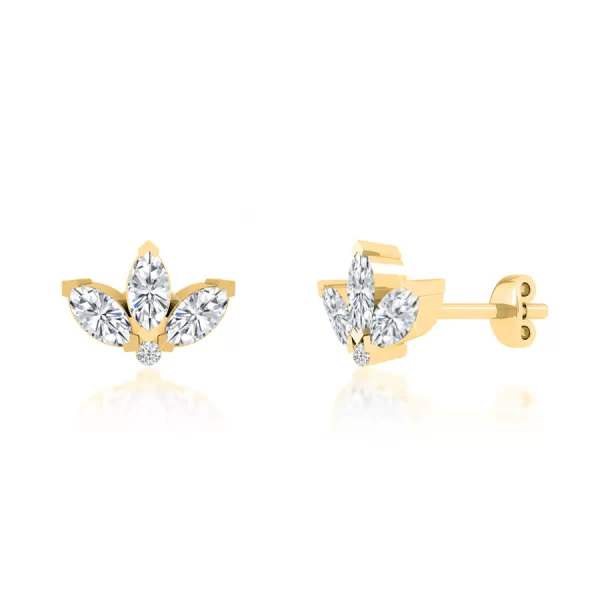 BIRDIE Marquise Petal Lab Diamond Earrings 14k/18k Yellow Gold - Image 3