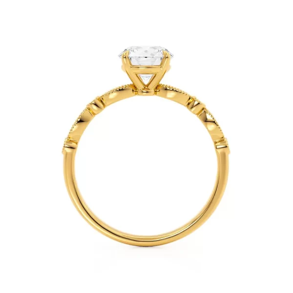 HOPE Round Lab Diamond 18k Yellow Gold Shoulder Set Ring - Image 4