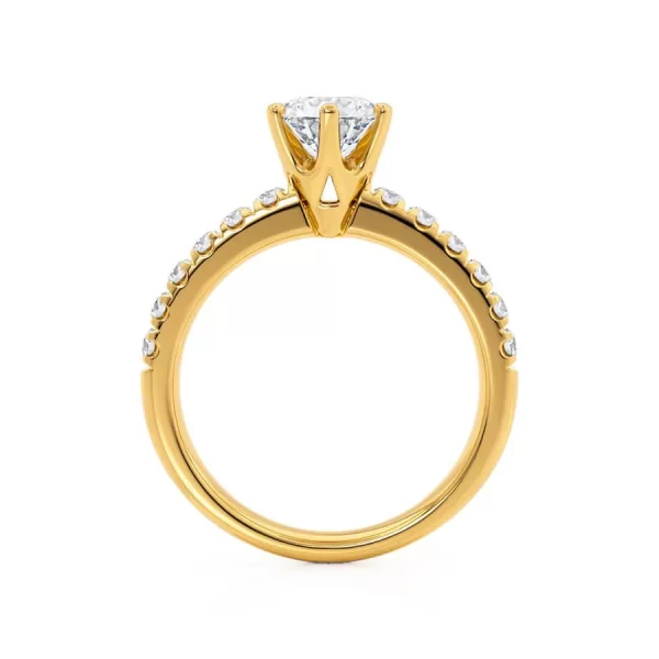 BELLE Round Lab Diamond 18k Yellow Gold Shoulder Set Ring - Image 2