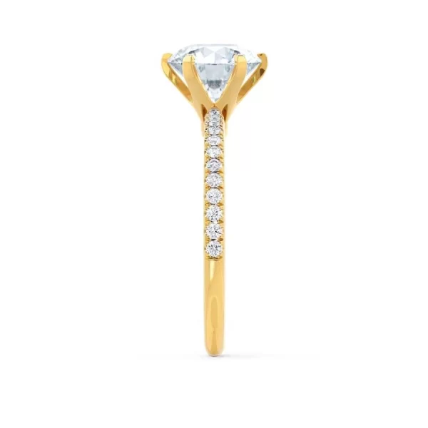 LILLIE LUXE Round Lab Diamond & Diamond 18k Yellow Gold Shoulder Set Ring - Image 2