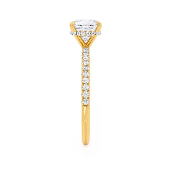 LIVELY Cushion Lab Diamond 18k Yellow Gold Petite Hidden Halo Pavé Shoulder Set - Image 2