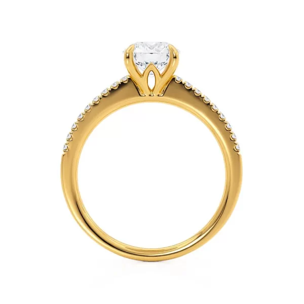 CATALINA Round Lab Diamond 18k Yellow Gold Shoulder Set Ring - Image 2