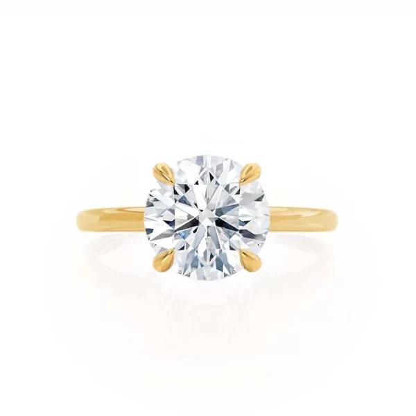 PARIS Round Lab Diamond 18k Yellow Gold Hidden Halo - Image 4