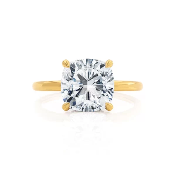 PARIS Cushion Lab Diamond 18k Yellow Gold Hidden Halo - Image 2