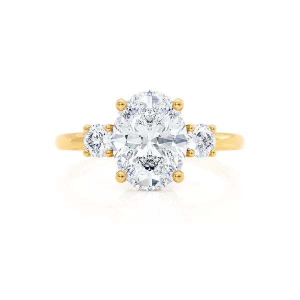 LOUELLA Oval Lab Diamond 18k Yellow Gold Trilogy Ring - Image 2