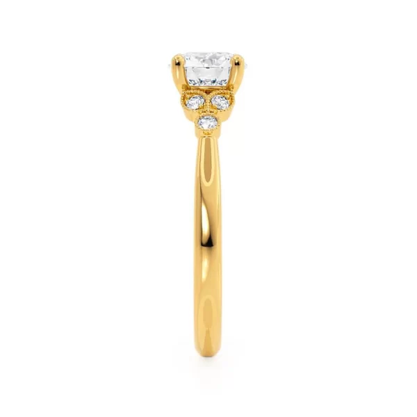 DELILAH Round Lab Diamond 18k Yellow Gold Shoulder Set Ring - Image 3