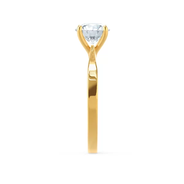 LOTTIE Round Lab Diamond 4 Claw Solitaire 18k Yellow Gold - Image 3