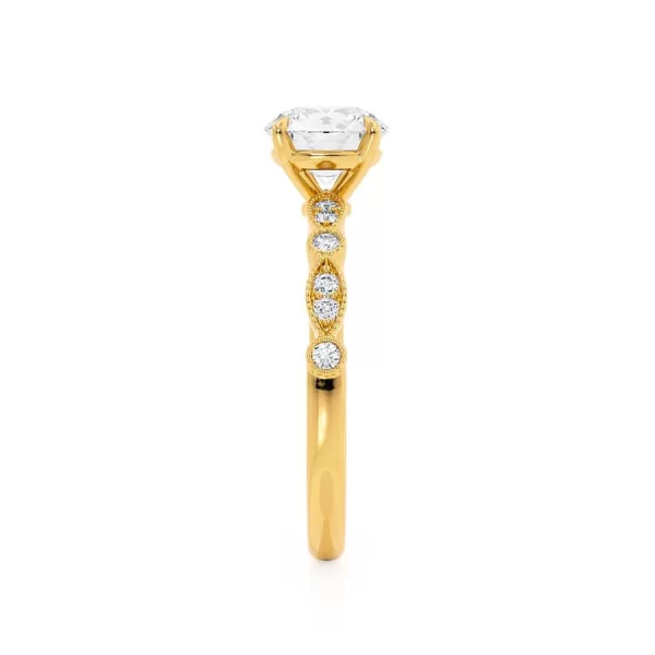 HOPE Round Lab Diamond 18k Yellow Gold Shoulder Set Ring - Image 2