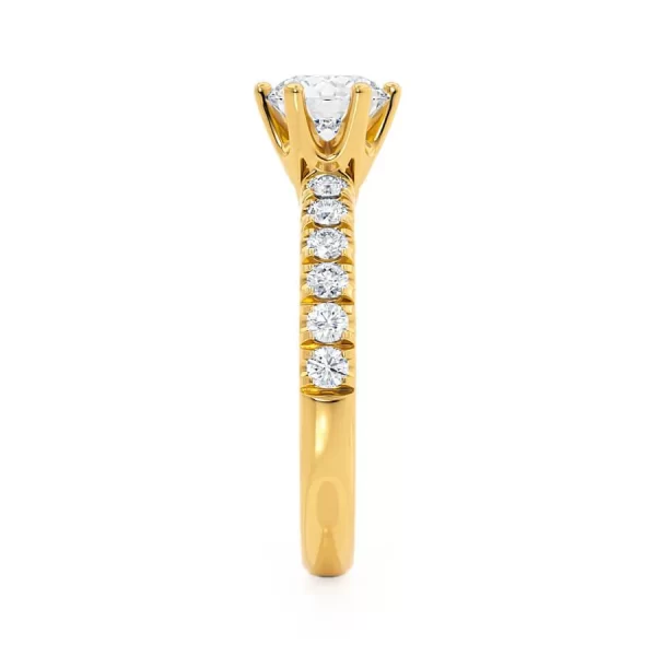 BELLE Round Lab Diamond 18k Yellow Gold Shoulder Set Ring - Image 3