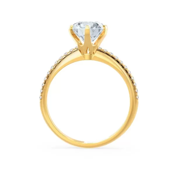 LILLIE LUXE Round Lab Diamond & Diamond 18k Yellow Gold Shoulder Set Ring - Image 3