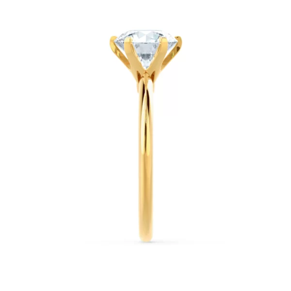 LILLIE Round Lab Diamond 18K Yellow Gold 6 Prong Knife Edge Solitaire Ring - Image 4