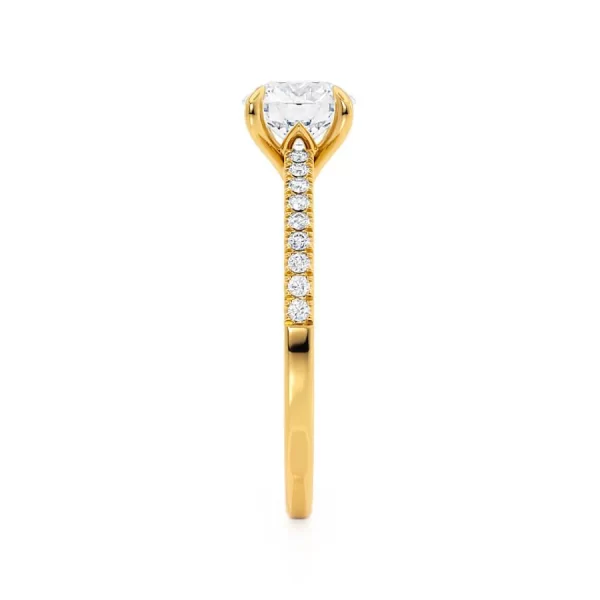 CATALINA Round Lab Diamond 18k Yellow Gold Shoulder Set Ring - Image 3