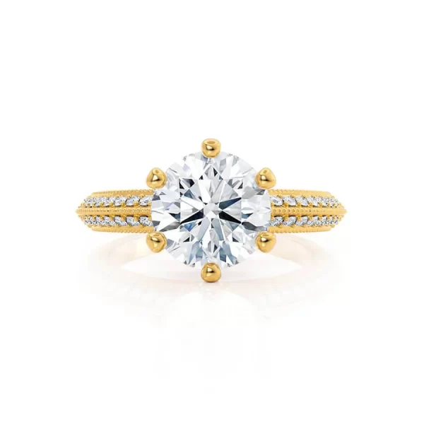 VICTORIA Round Lab Diamond 18k Yelbow Gold Shoulder Set Ring - Image 4