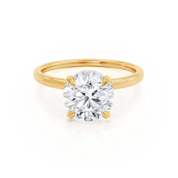 PARIS Round Lab Diamond 18k Yellow Gold Hidden Halo - Image 5